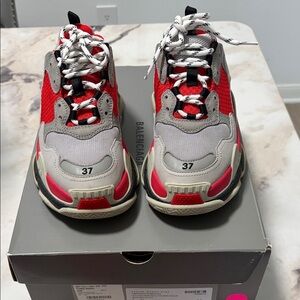 Balenciaga Red and Gray Triple S